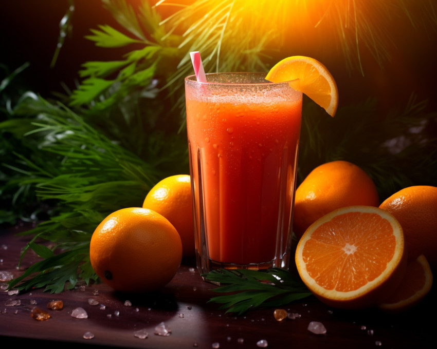 A photo of a Carrot juice, beverage advertisement photography inspiration