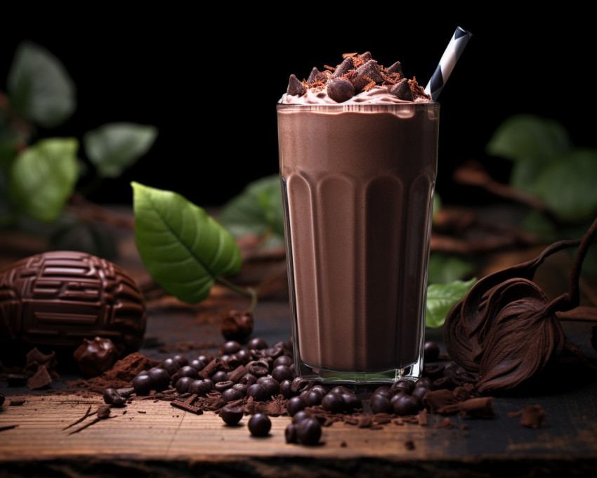 A photo of a Chocolate milkshake, beverage advertisement photography inspiration