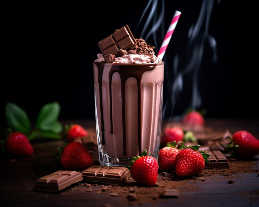 A photo of a Chocolate milkshake, beverage advertisement photography inspiration