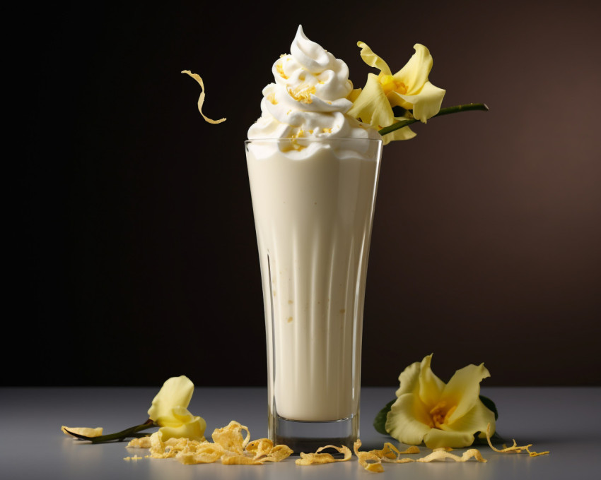 A photo of a Banana milkshake, beverage advertisement photography inspiration