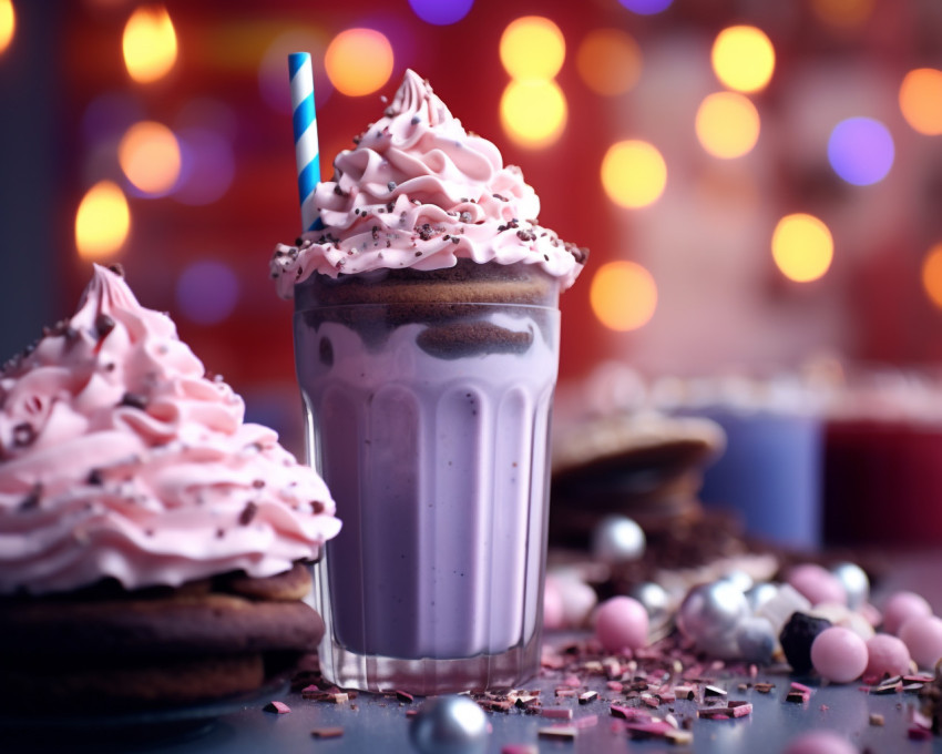 A photo of a Blueberry milkshake, beverage advertisement photography inspiration