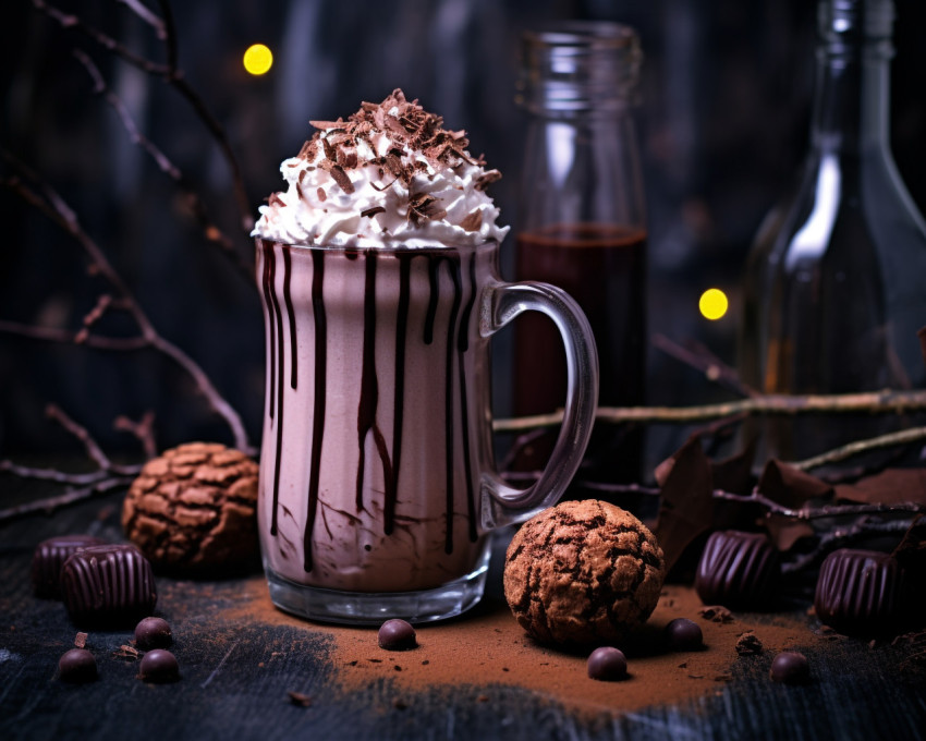 A photo of a Chocolate milkshake, beverage advertisement photography inspiration