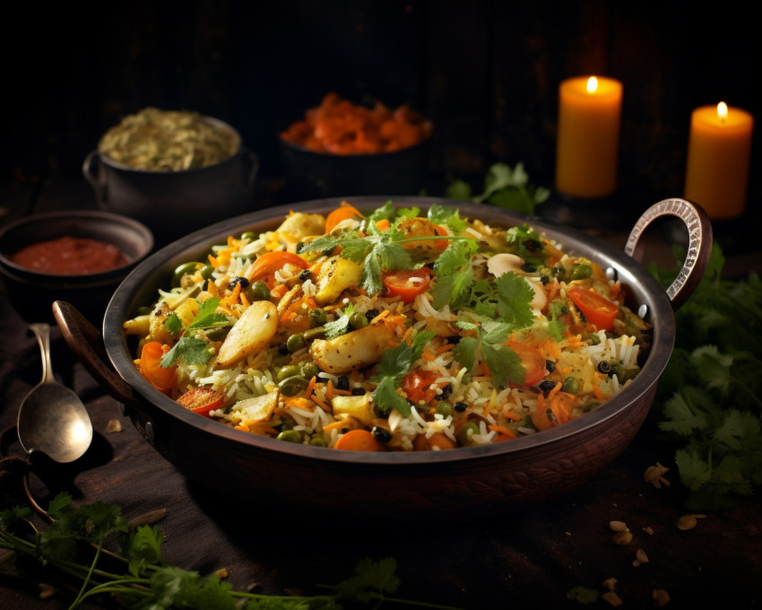 Bombay Vegetables Biryani, biryani advertisement, biryani stock photo