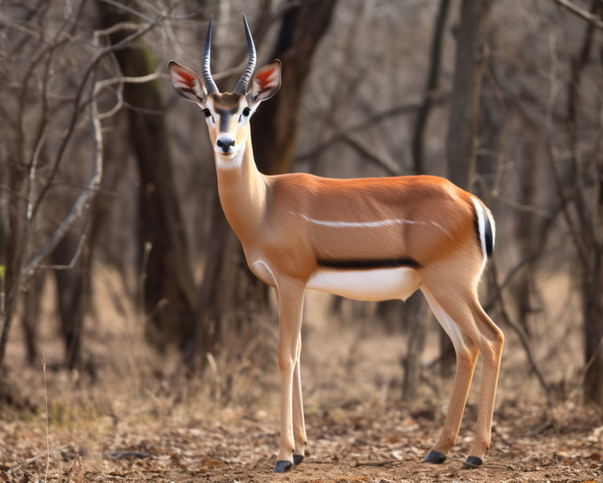 A photo of a colorful Impala in savannah in the forest, animal in nature photography