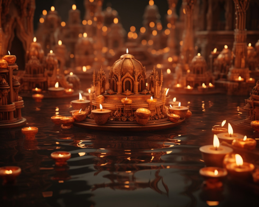 Sparkling Candles Float on Water Sparkling Candles Float on Water