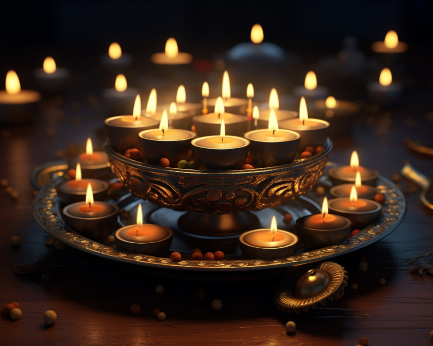 Diyas and Candles Illuminate Diwali