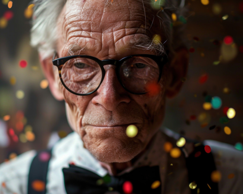 An older gentleman with glasses and a fancy bow tie