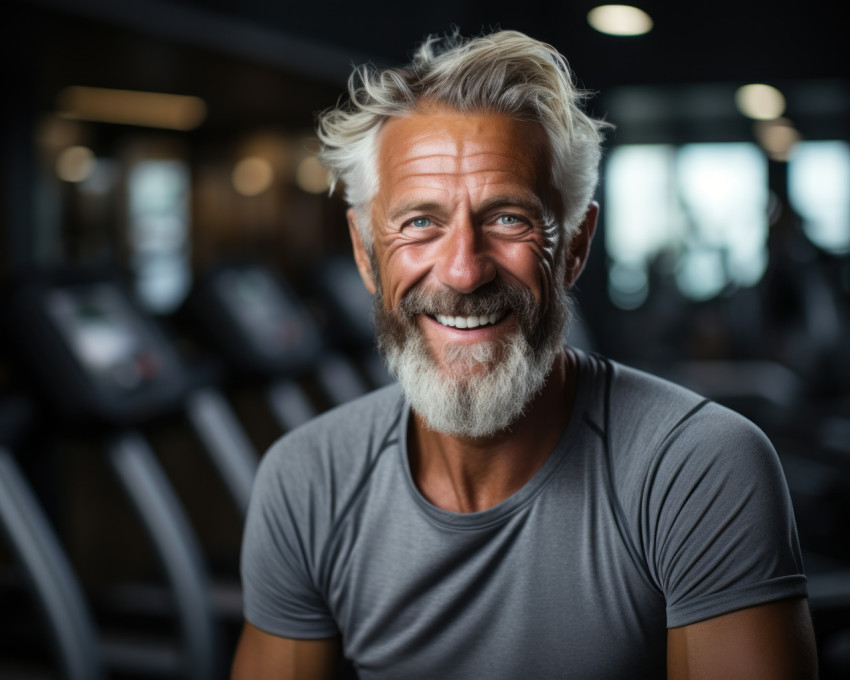 Senior man enjoying gym