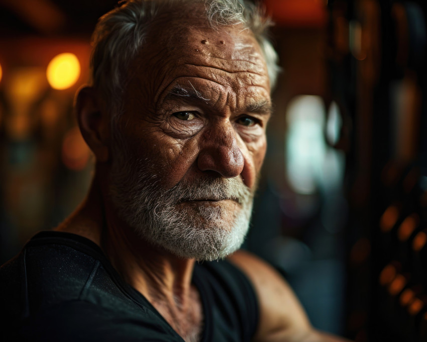 A fit grandpa in the gym