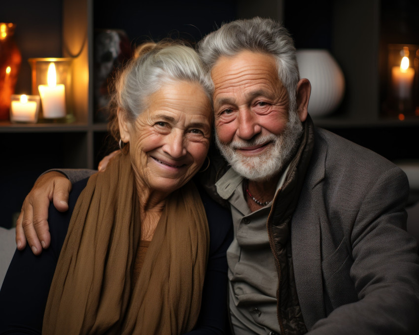 Elderly couple radiating joy and happiness