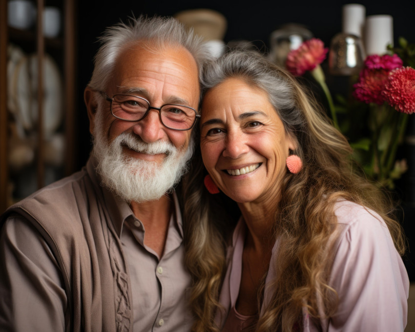 Senior couple enjoying each other at home