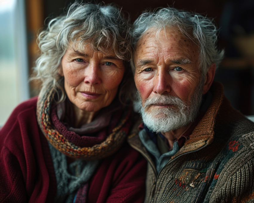 Elderly couple relaxing on couch