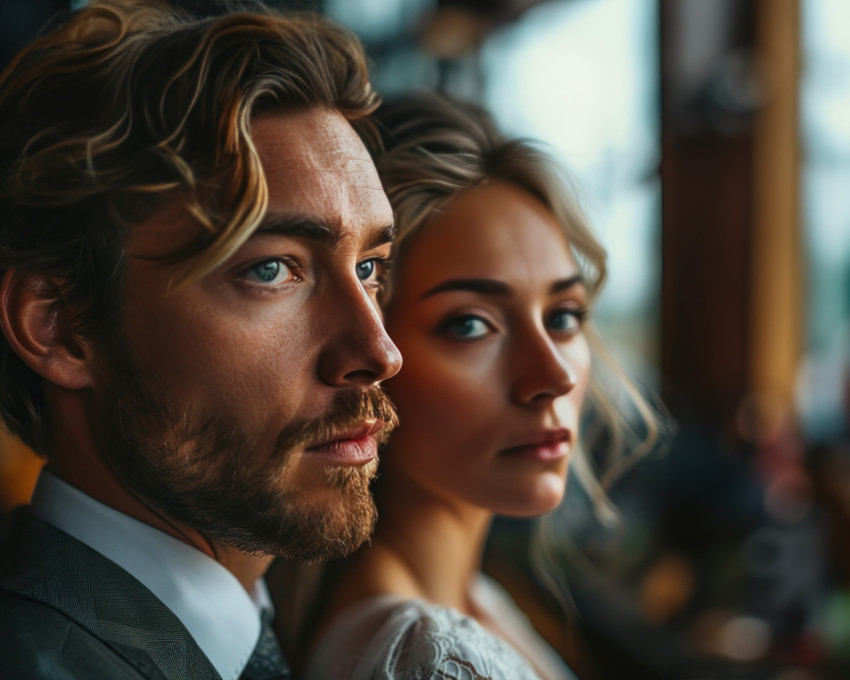 Businessman and woman in a formal setting deep in conversation