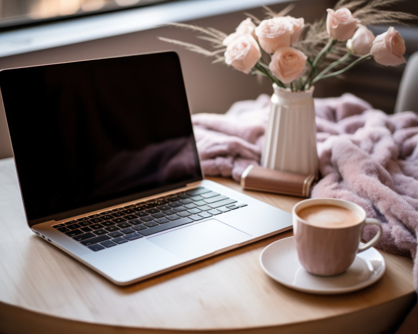 Creating your own path with a laptop and a cup of coffee