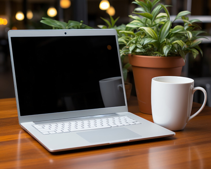 Laptop desk and a steaming cup