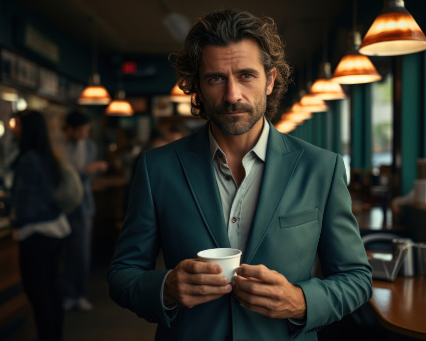 Man with coffee in a restaurant