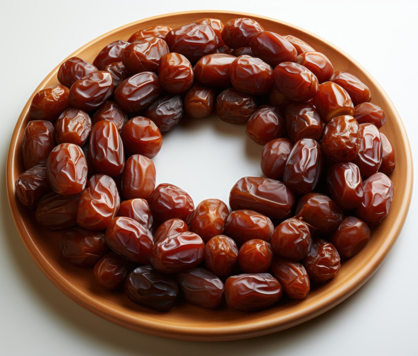 White background with a stylish arrangement of dates in a circular pattern