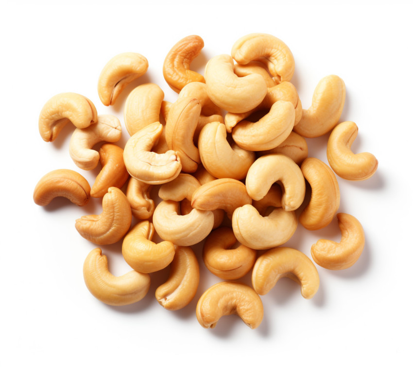 an image of roasted cashews on a white background