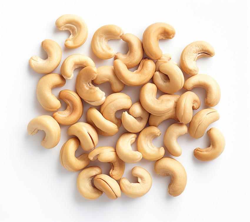 Abundance of Roasted Cashews on White