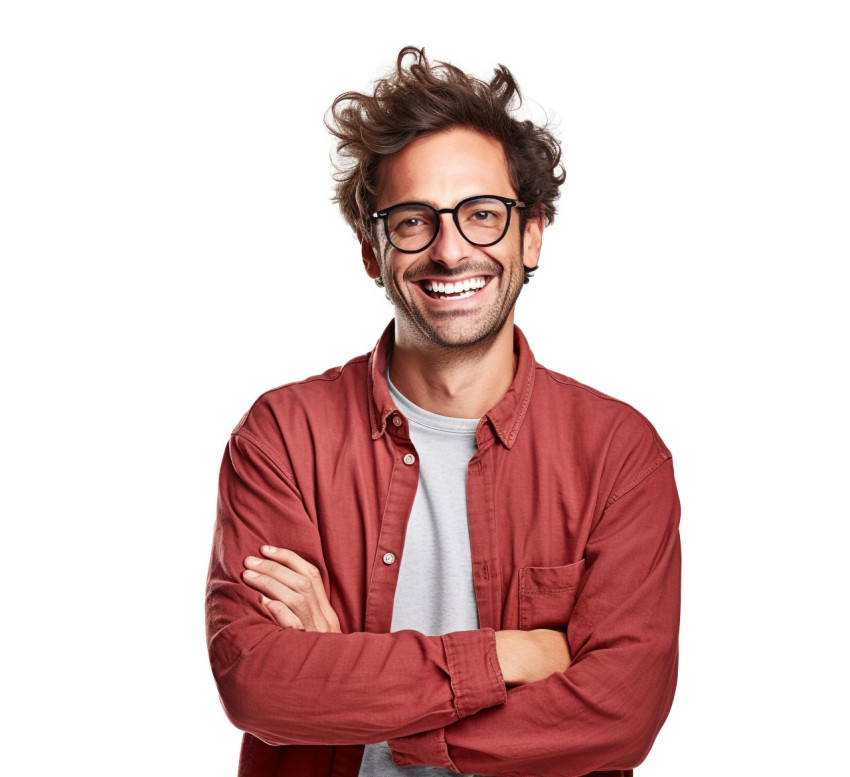 Smiling glazier with white background