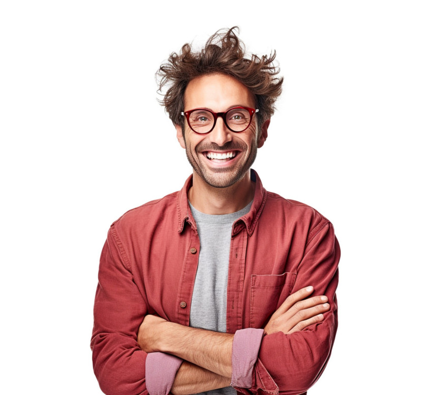 Smiling glazier with white background