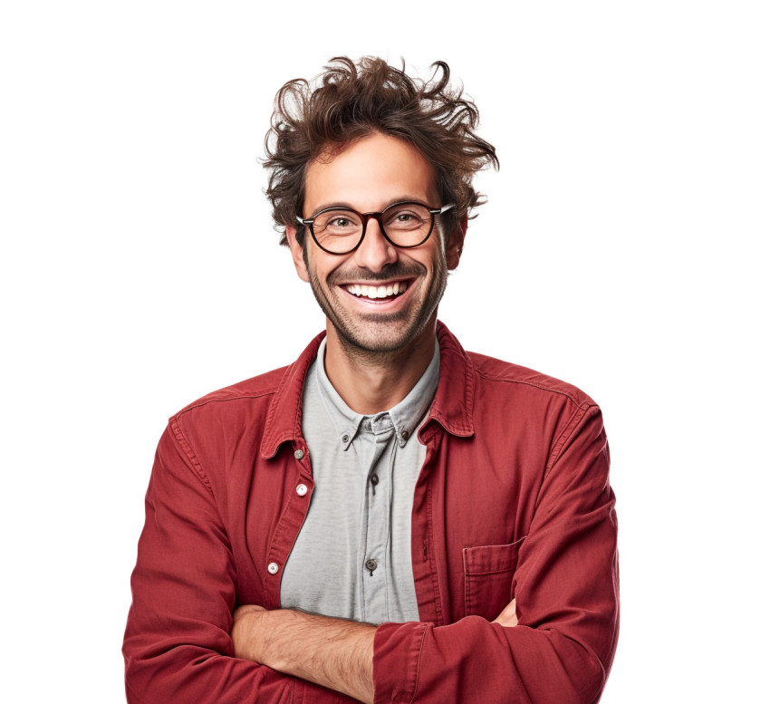 Smiling glazier with white background