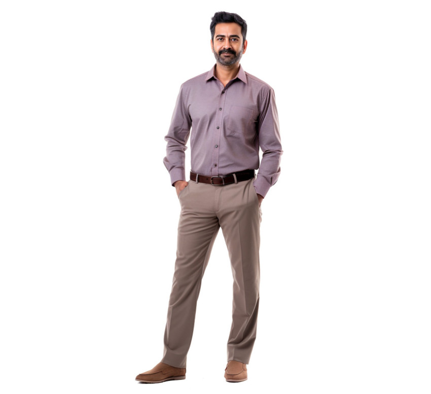 Male preschool teacher in India on white background