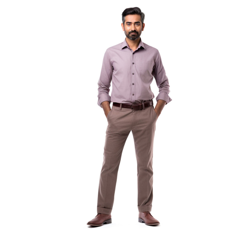 Male preschool teacher in India on white background