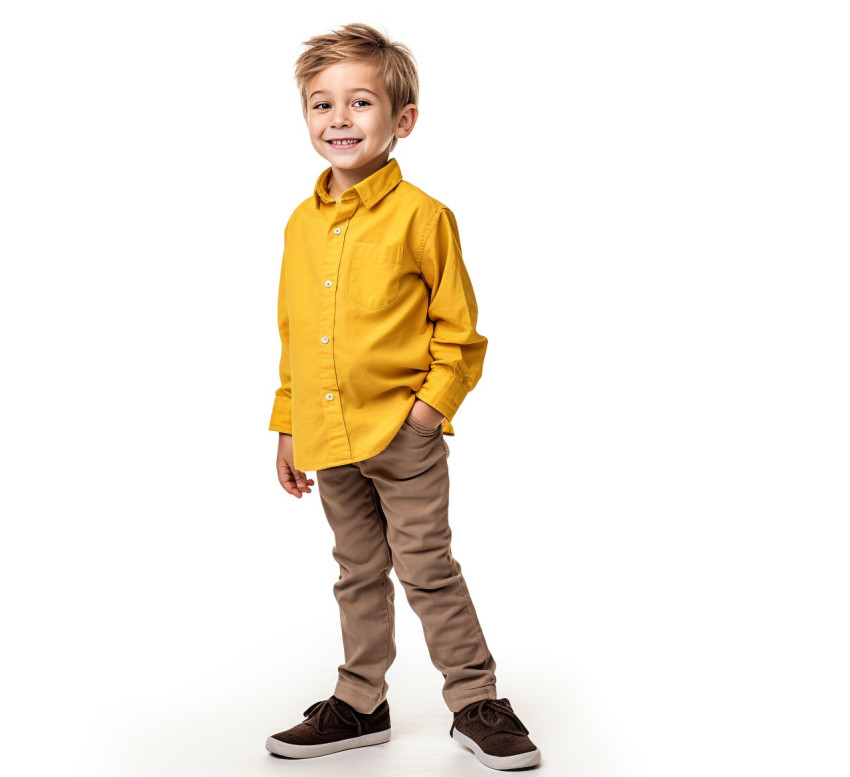 Smiling preschool boy on white background