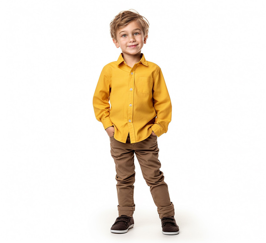 Smiling preschool boy on white background