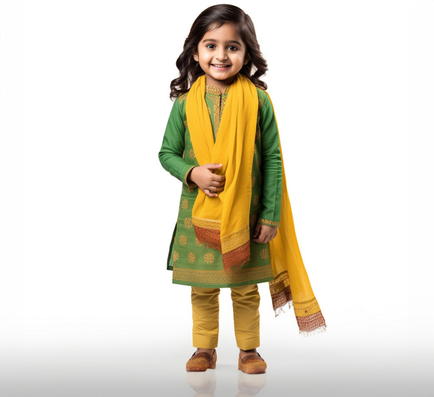 Indian female preschooler on white background