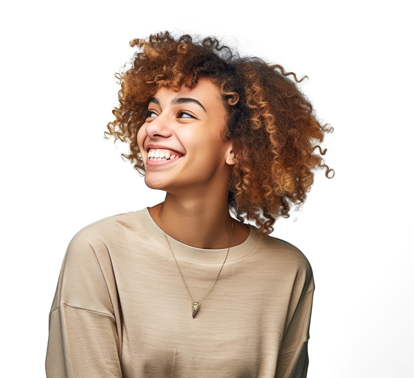 Smiling high school girl in white background