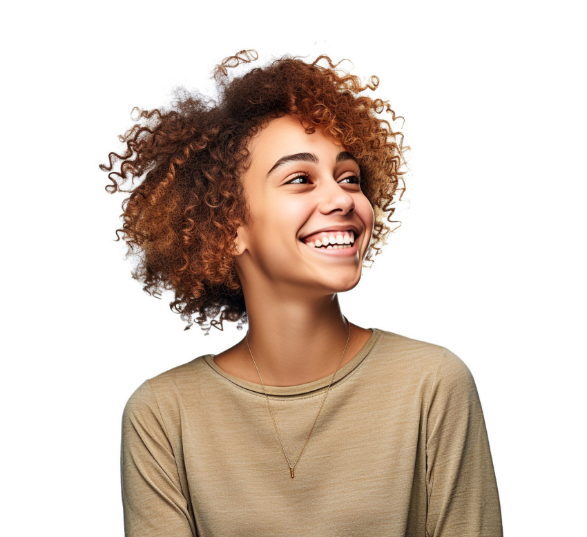 Smiling high school girl in white background