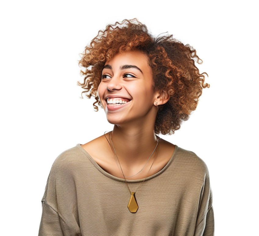 Smiling high school girl in white background