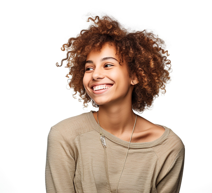 Smiling high school girl in white background