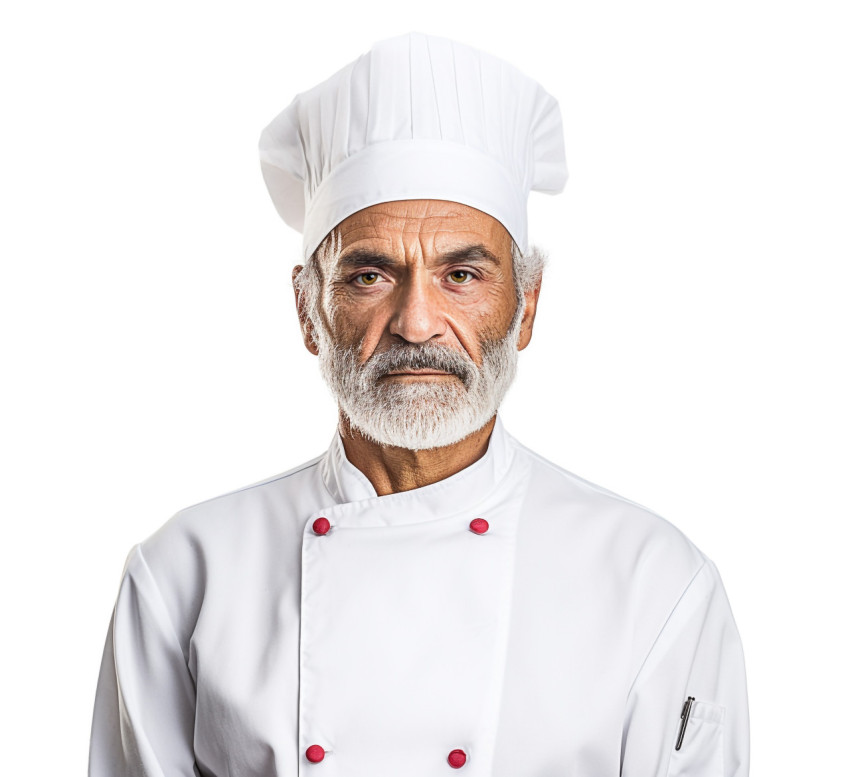 Smiling chef on white background