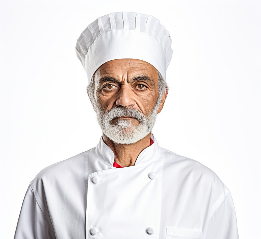 Smiling chef on white background