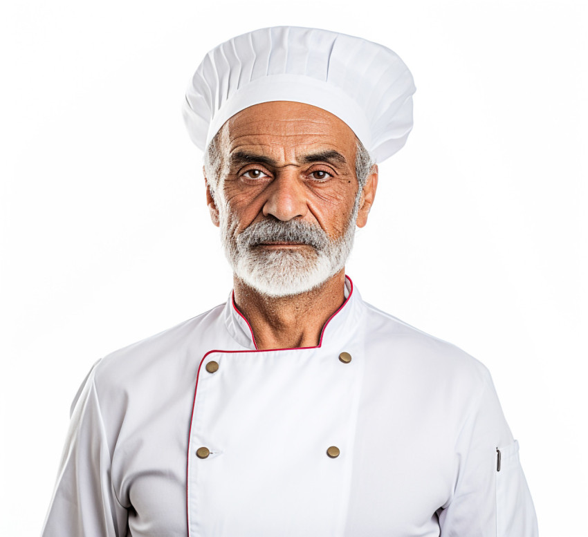 Smiling chef on white background