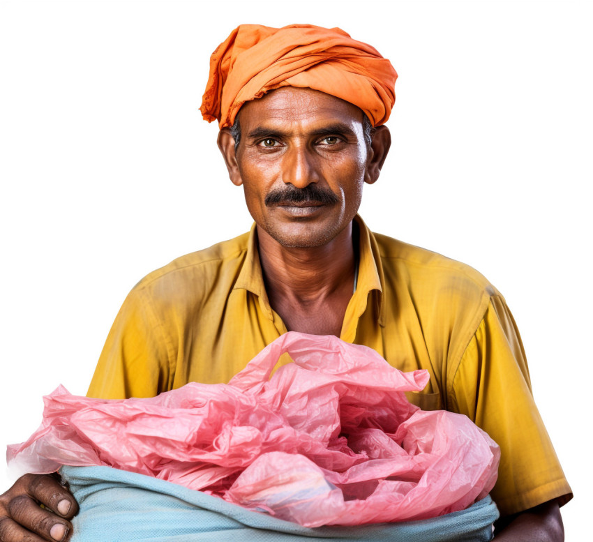 Indian laundry worker on white background