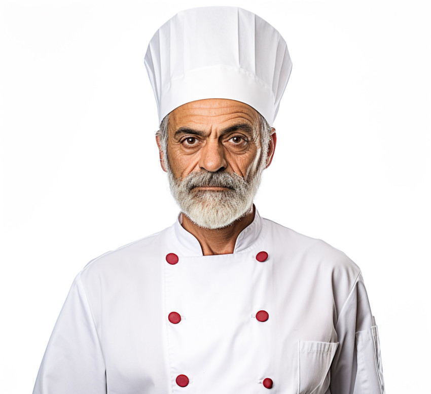 Smiling chef on white background