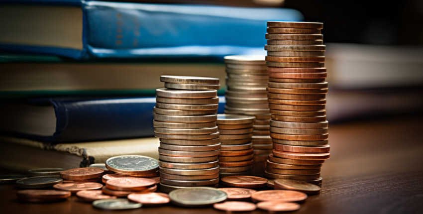 A stack of coins atop papers representing financial prosperity and successful investment