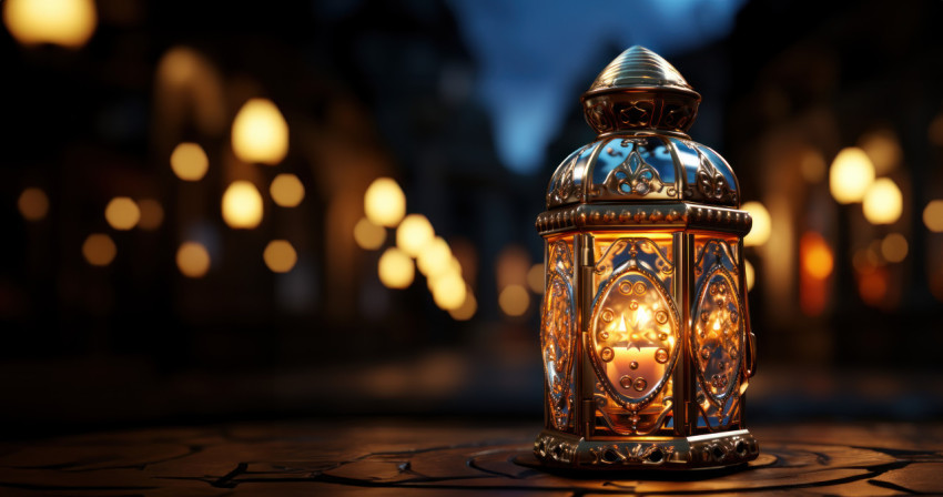 Vintage muslim lamp standing alone against a brownish grey background