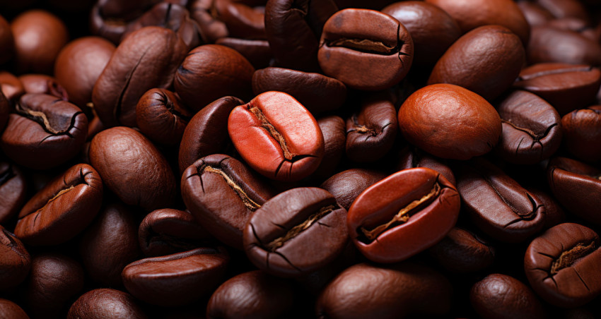 Close up photo capturing coffee beans