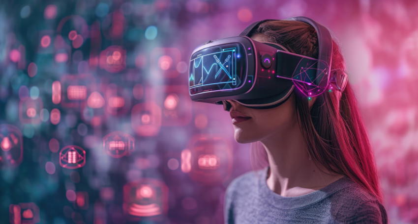 Women with icons using vr technology