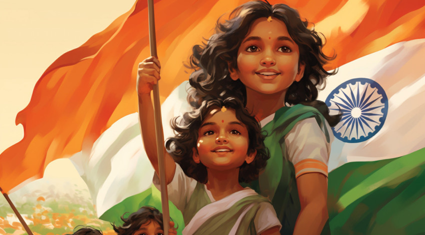Indian Flag with Kids