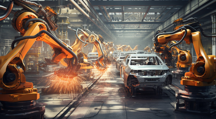 Robots in the factory production of car