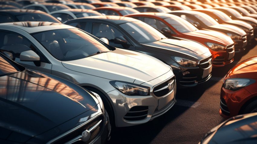 Lineup of Cars Ready for Delivery