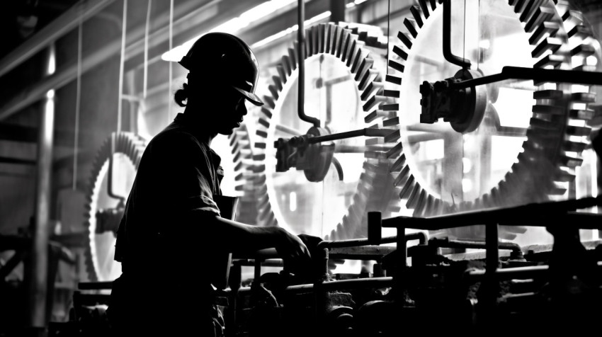 Worker in the Shadows of Industry