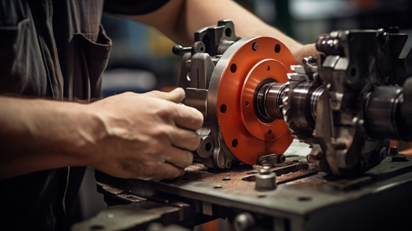 Close-Up of Hands Assembling Machine