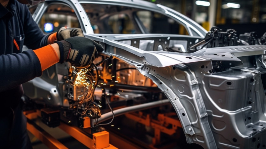 Workers Hands Assembling Car Door